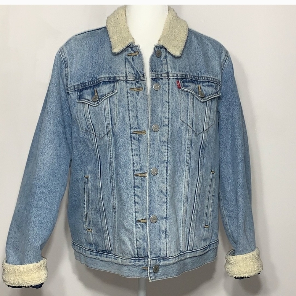 Levi's Blue Denim Sherpa Trucker Jacket